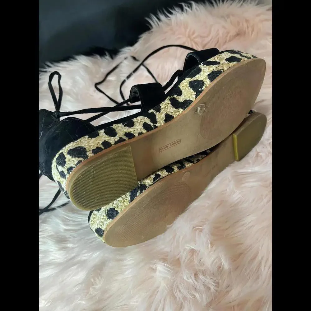 SALE! Vince Camuto Size 8.5/39 Kellia Espadrille Platform Sandals Animal Print - Picture 3 of 8